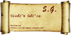 Sivák Géza névjegykártya