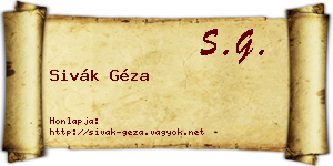 Sivák Géza névjegykártya